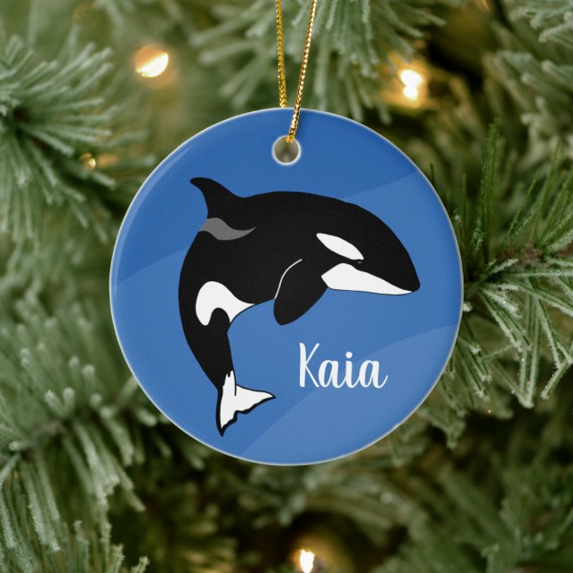 Personalised Killer Whale Orca  Ceramic Tree Decoration (Tree)