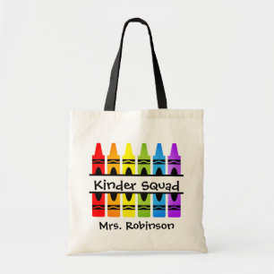 Personalised Kinder Squad Crayon Teacher Tote Bag