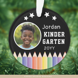 Personalised Kindergarten Colourful Photo Name Ornament