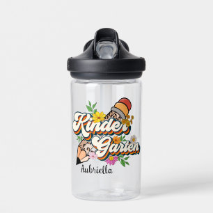 Personalised Kindergarten Floral Pencil Water Bottle