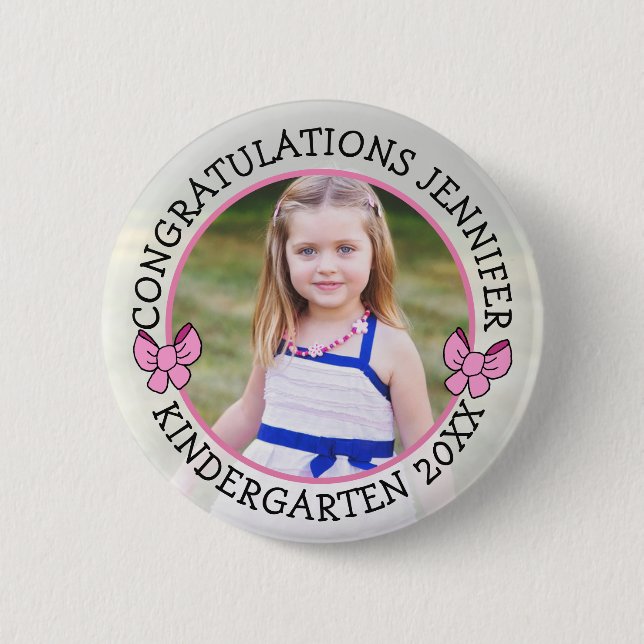 Personalised Kindergarten Graduate Photo Button (Front)