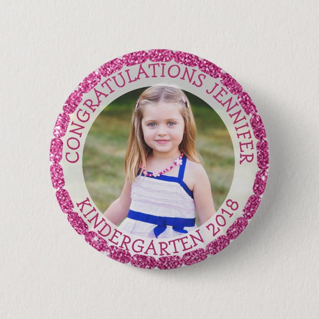 Personalised Kindergarten Graduate Photo Button (Front)