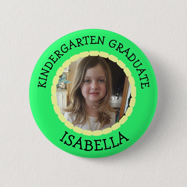 Personalised Kindergarten Graduate Photo Button (Front)