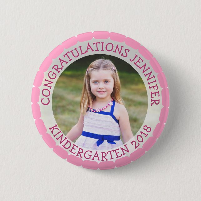 Personalised Kindergarten Graduate Photo Button (Front)