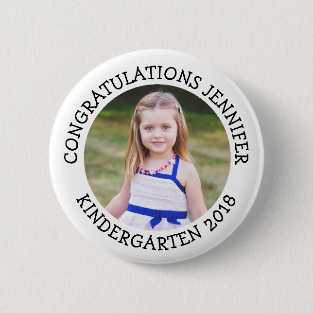 Personalised Kindergarten Graduate Photo Button (Front)