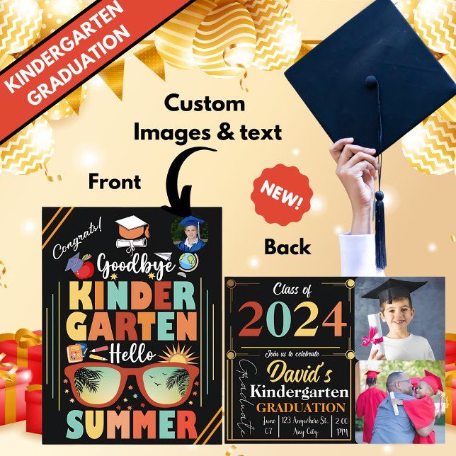 Personalised Kindergarten Graduation Hello Summer Announcement Postcard (Creator Uploaded)
