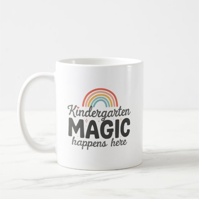 Personalised Kindergarten Magic Happens Here  Coffee Mug (Left)