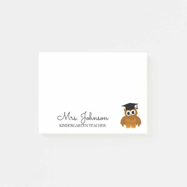 Personalised kindergarten school teacher cute owl post-it notes (Front)