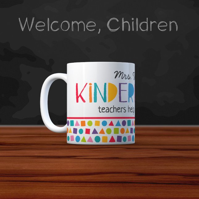 Personalised Kindergarten Teacher Colourful Crayon Two-Tone Coffee Mug (Creator Uploaded)