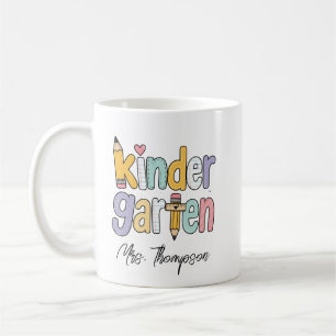 Personalised Kindergarten Teacher Name Pastel Arts Coffee Mug