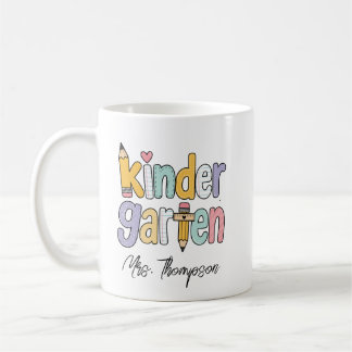Personalised Kindergarten Teacher Name Pastel Arts Coffee Mug