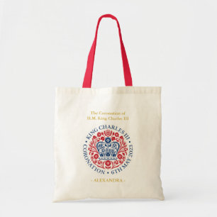 Personalised King Charles III Coronation Emblem Tote Bag