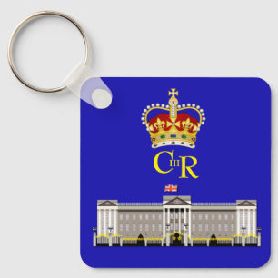 Personalised  King Charles III Monogram and Crown  Key Ring
