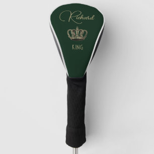 Personalised King Crown Green Golf Towel Head Cover