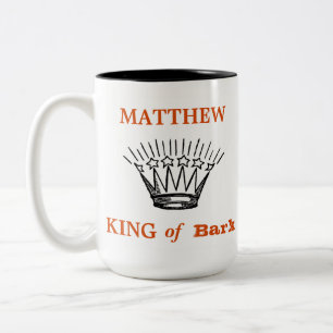 Personalised King of Bark Funny Two-Tone Coffee Mug