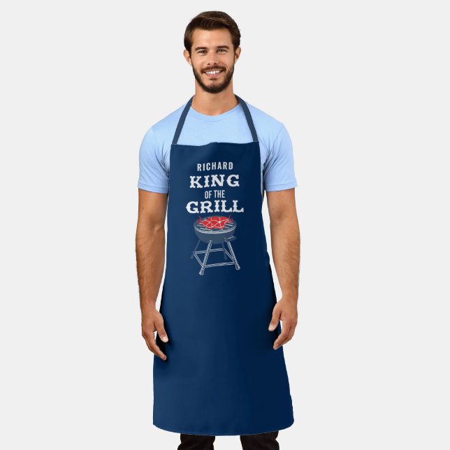 Personalised King of the Grill BBQ Apron (Worn)