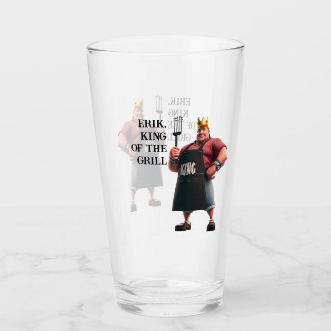 Personalised King of the Grill Beer Glass (Front)