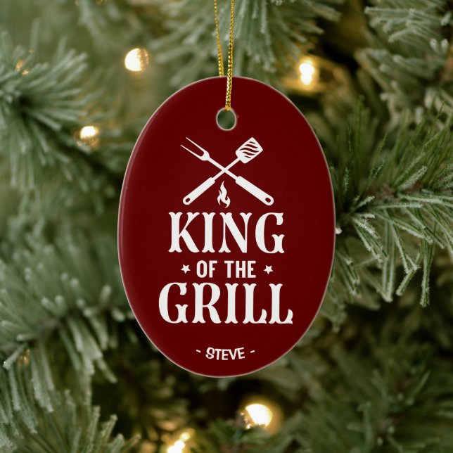 Personalised King of The Grill Christmas Ceramic Tree Decoration (Tree)