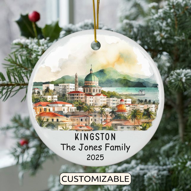 Personalised Kingston Ornament, Jamaica Ceramic Tree Decoration (Creator Uploaded)