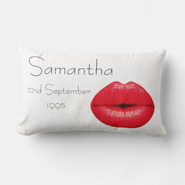 Personalised Kiss lips birthday Lumbar Cushion (Front)