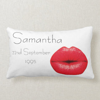 Personalised Kiss lips birthday Lumbar Cushion