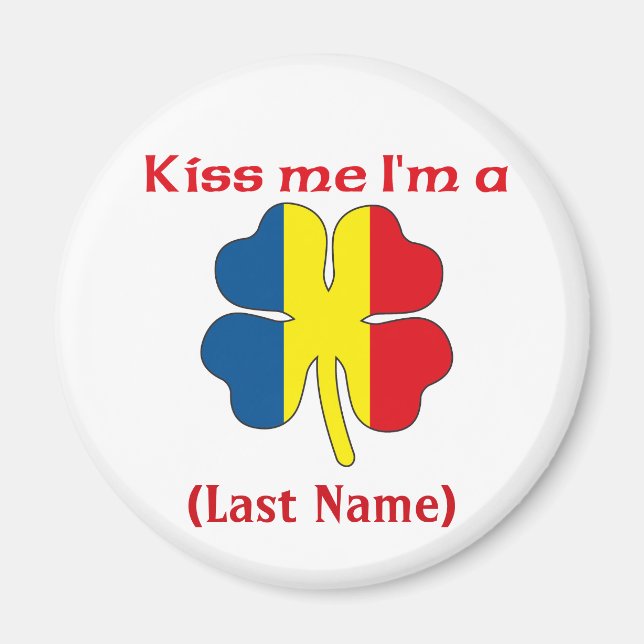 Personalised Kiss Me I'm Romanian Customised Magne Magnet (Front)
