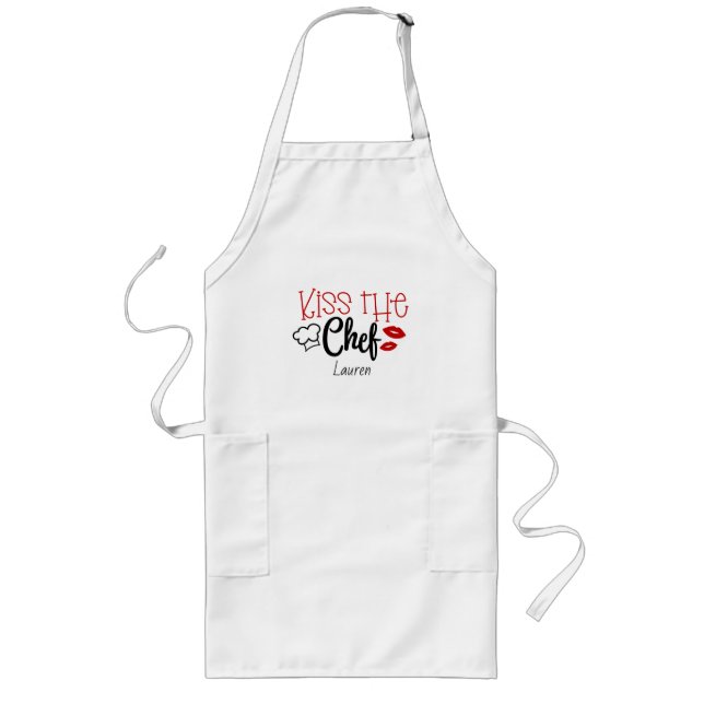Personalised Kiss the Chef Long Apron (Front)