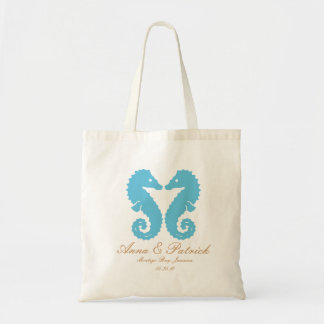 Personalised Kissing Seahorses-Destination Wedding Tote Bag