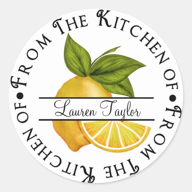 Personalised Kitchen Baking Stickers- Lemons Classic Round Sticker (Front)