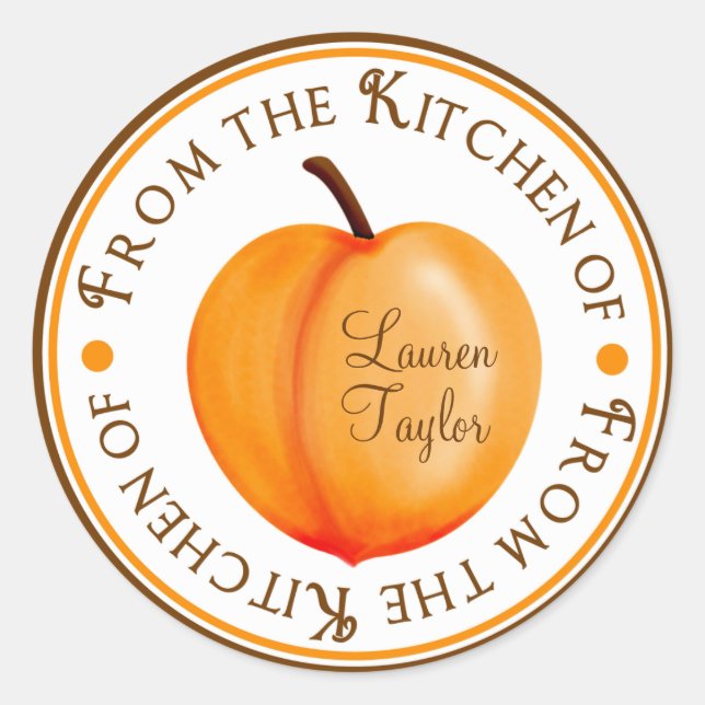 Personalised Kitchen Baking Stickers- Peaches Classic Round Sticker (Front)