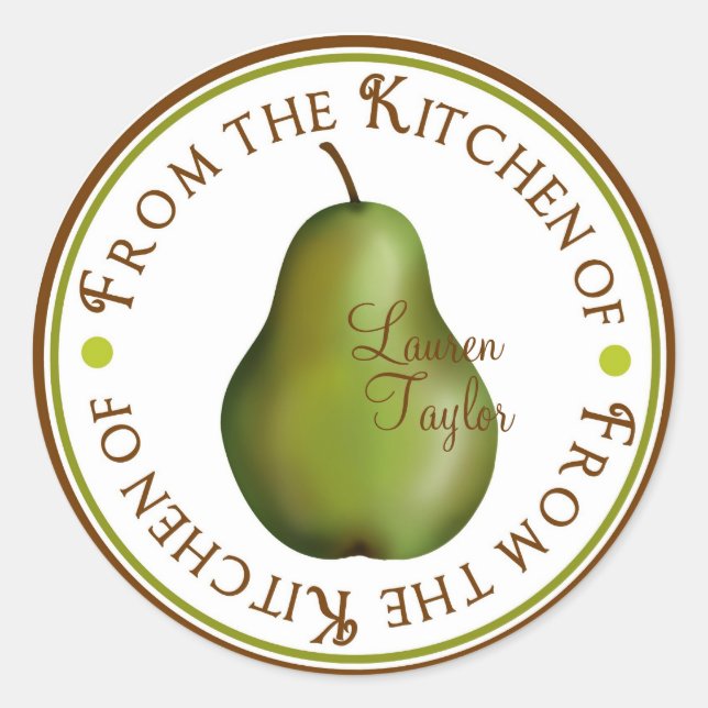 Personalised Kitchen Baking Stickers- Pears Classic Round Sticker (Front)