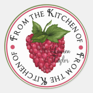 Personalised Kitchen Baking Stickers- raspberry Classic Round Sticker