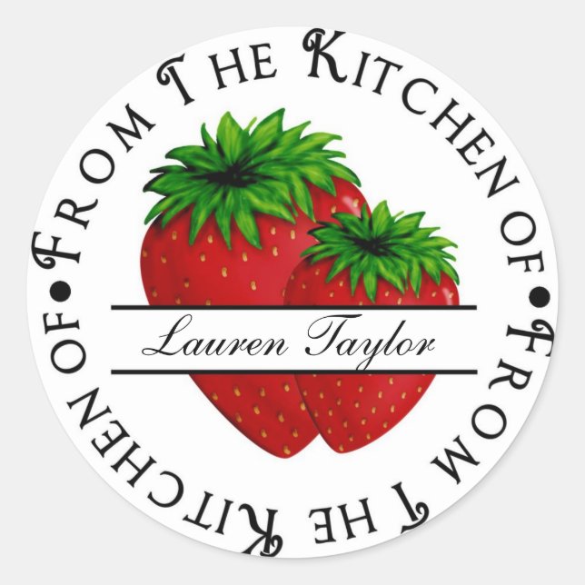 Personalised Kitchen Baking Stickers- Strawberries Classic Round Sticker (Front)