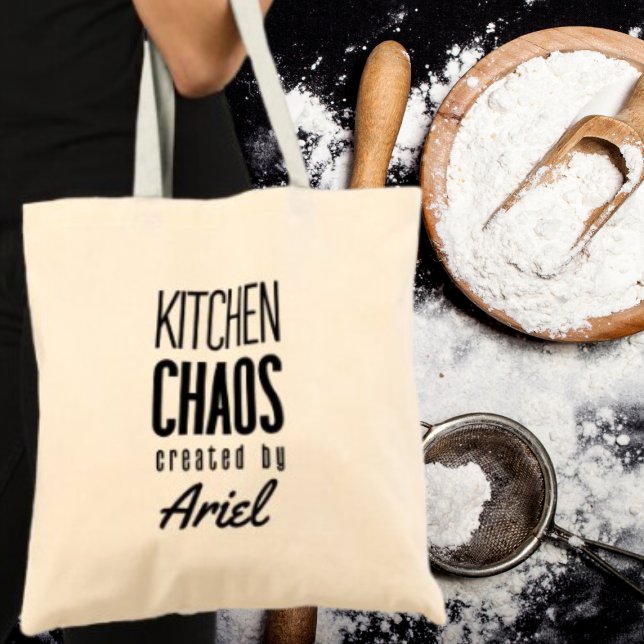 Personalised Kitchen Chaos Chef Cook Foodie Gift Tote Bag (Order yours today and let your kitchen personality shine!)