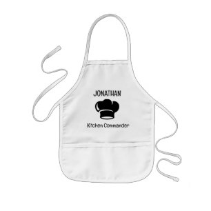 Personalised Kitchen Commander With Chef Hat Kids Apron