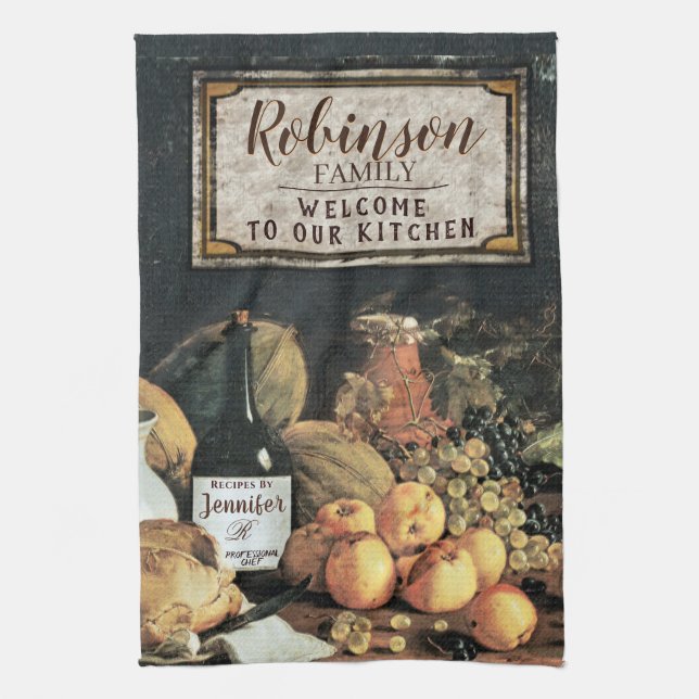 Personalised Kitchen Decor Tea Towel (Vertical)