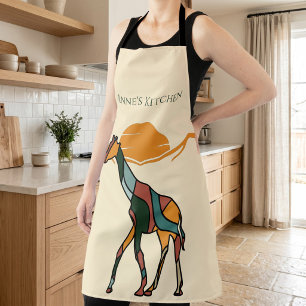 Personalised Kitchen Name Giraffe Boho Mum Gift Apron