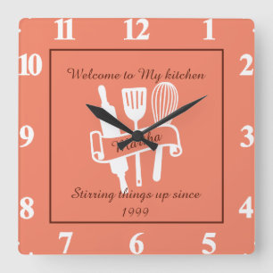 Personalised kitchen square wall clock