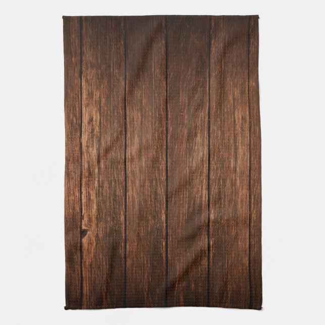 Personalised Kitchen Towel Barn Wood Country Rusti (Vertical)