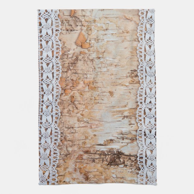 Personalised Kitchen Towel Country Barn Wood Lace (Vertical)