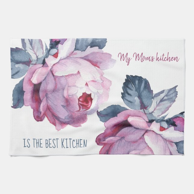 Personalised kitchen towel floral Mother gift (Horizontal)