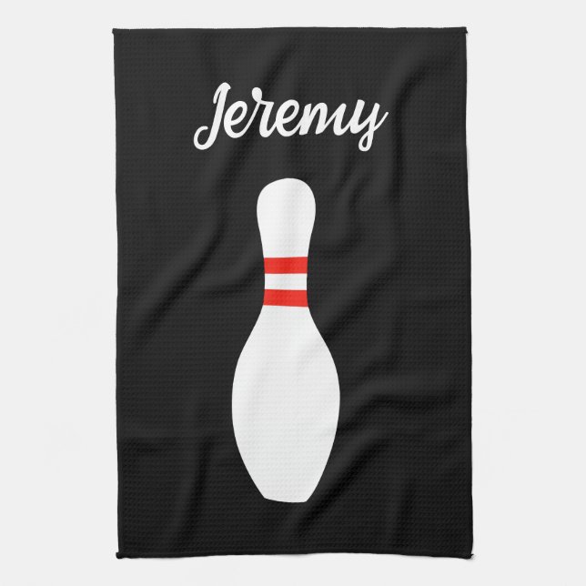 Personalised kitchen towel for bowling fans (Vertical)