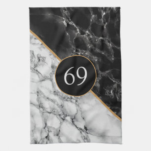 Personalised Kitchen Towels Marble Design