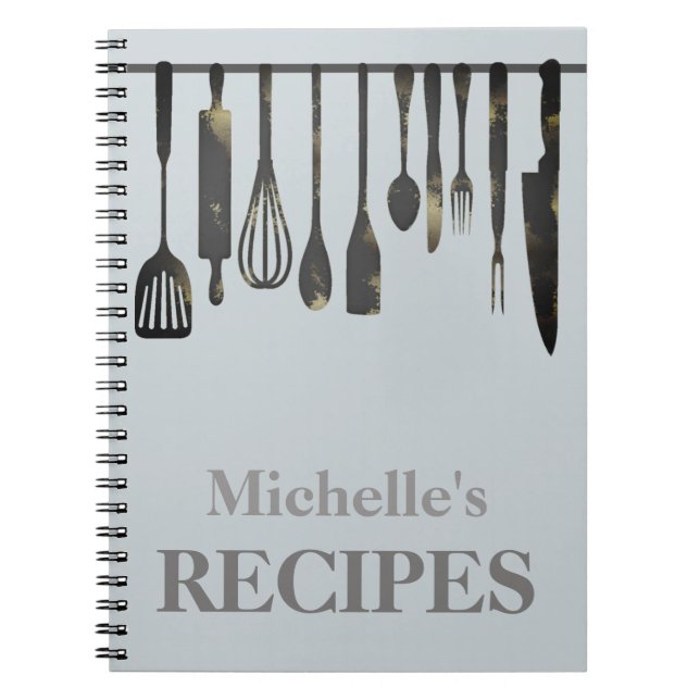 Personalised kitchen utensils recipe notebook (Front)