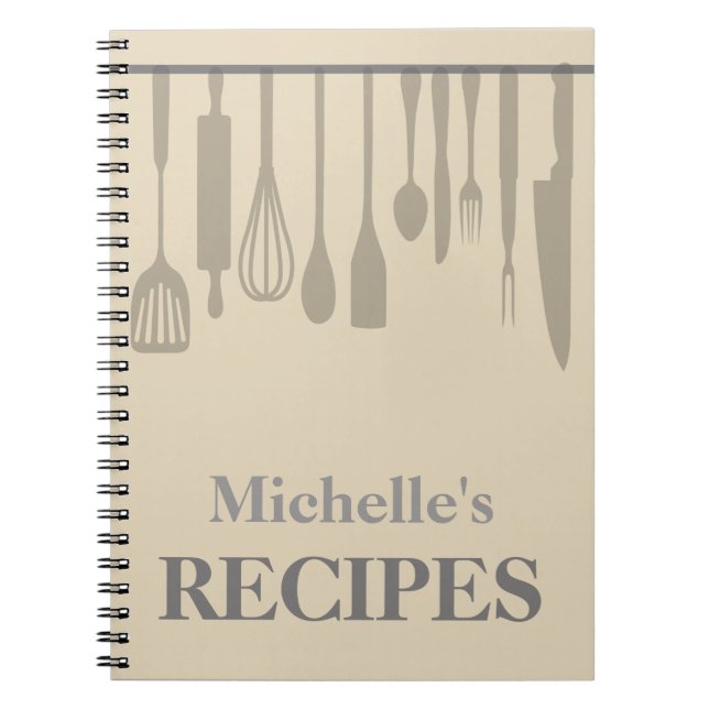 Personalised kitchen utensils recipe notebook (Front)