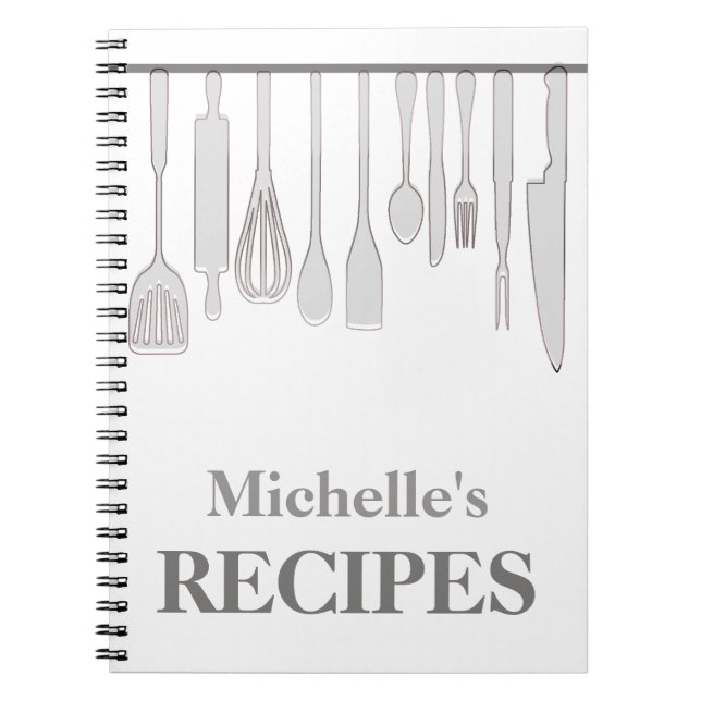 Personalised kitchen utensils recipe notebook (Front)
