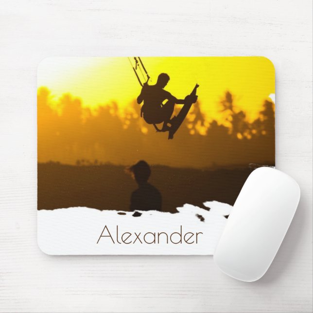 Personalised Kite Surfing at Sunset Tropical Mouse Mat (With Mouse)