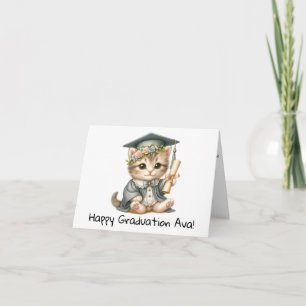 Personalised Kitten Kindergarten Graduation  Card