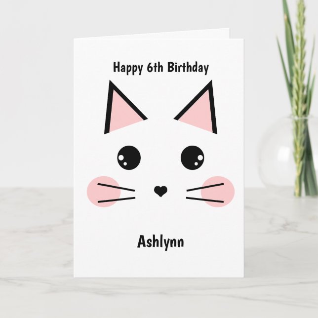 Personalised Kitty Cat Birthday Card (Front)