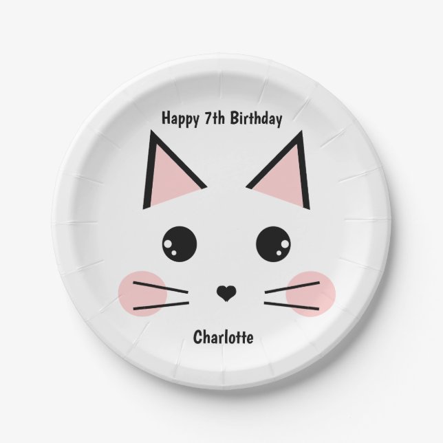 Personalised Kitty Cat Paper Plate (Front)